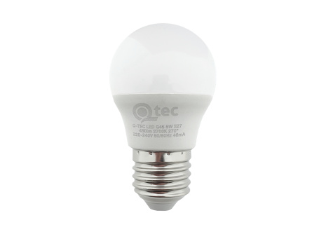 LED izzó Qtec 5W G45 E27 2700K