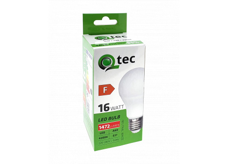 LED izzó Qtec 16W A60 E27 neutrális fehér