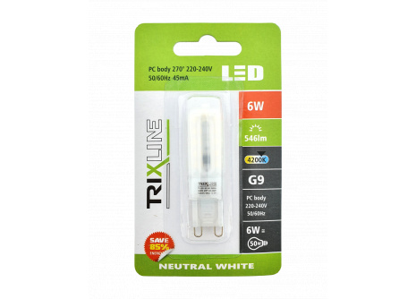 LED žárovka Trixline 6W G9 4200K studená bílá