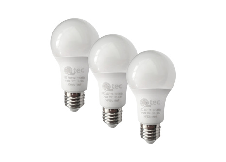 LED izzó 11W/1055lm/A60/E27 meleg fehér 3 PACK Qtec