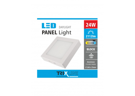 mennyezeti LED lámpa TRIXLINE – felületre szerelt négyszögletes 24W hideg fehér