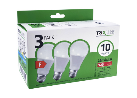 TRIXLINE LED izzó 10W A60 E27 neutrál fehér 3 PACK