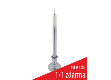 Hosszú LED gyertya - fehér-ezüst HOME DECOR HD-119SS