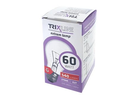 Teplotně odolná žárovka Trixline 60W, A55, E27, 2700K
